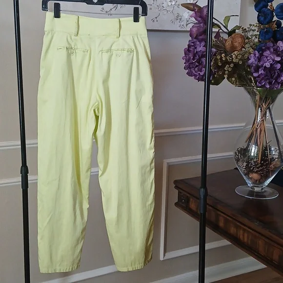 Lime High Waisted Cotton Pleated Pants By Forever 21. Size S - Picture 11 of 17